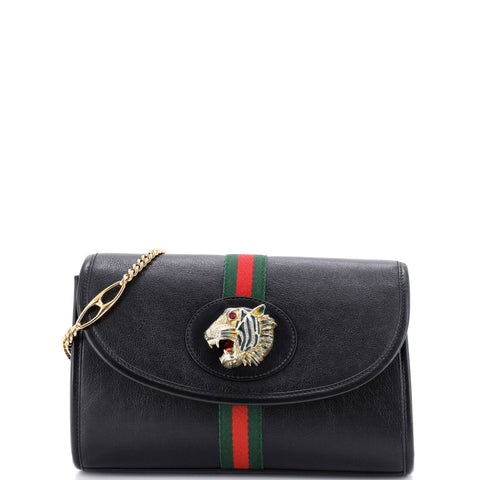 Gucci Rajah Web Chain Shoulder Bag Leather Small - Very Good | Item # 380964/2 / black