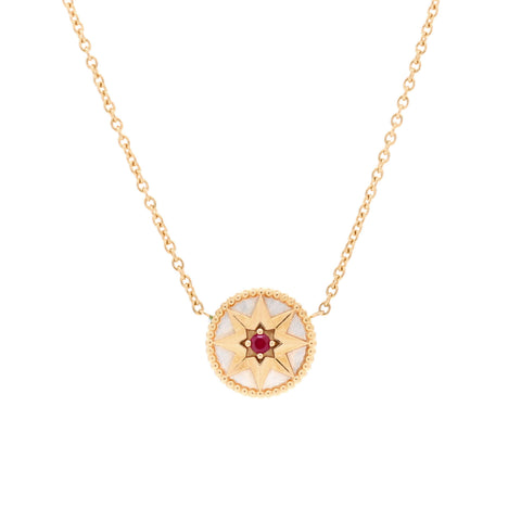 Christian Dior Rose des Vents Necklace 18K Yellow Gold with Ruby and Mother of Pearl - Great | Item # 355920/1 / Yellow Gold