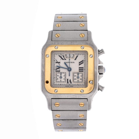 Cartier Santos de Cartier Galbee Chronograph Quartz Watch Stainless Steel and Yellow Gold 29 - Good | Item # 377754/1 / Neutral
