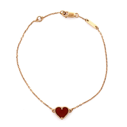 Van Cleef u0026 Arpels Sweet Alhambra Heart Bracelet 18K Yellow Gold and Carnelian - Great | Item # 343045/15 / Rose Gold