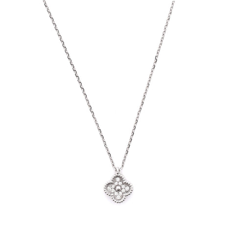 Van Cleef u0026 Arpels Sweet Alhambra Pendant Necklace 18K White Gold with Diamonds - Very Good | Item # 339491/14 / White Gold