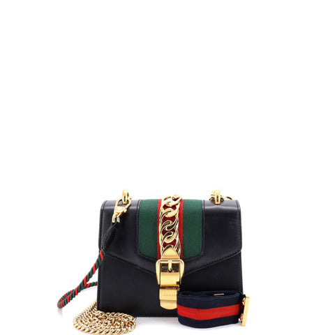 Gucci Sylvie Chain Shoulder Bag Leather Mini - Very Good | Item # 381248/1 / black