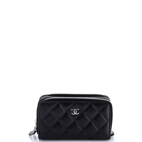 Chanel Triple Zip Wallet Quilted Lambskin Small - Great | Item # 351797/48 / black