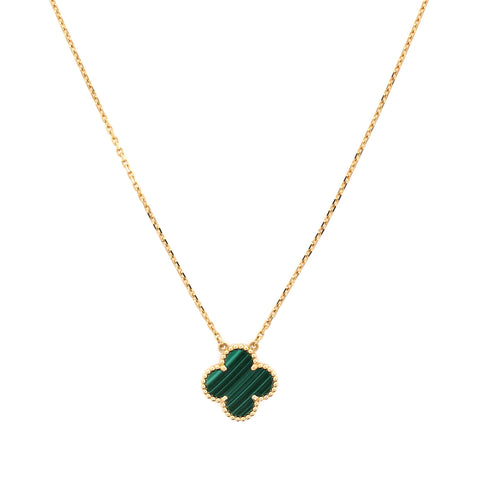 Van Cleef u0026 Arpels Vintage Alhambra Pendant Necklace 18K Yellow Gold and Malachite - Good | Item # 336531/1 / Yellow Gold
