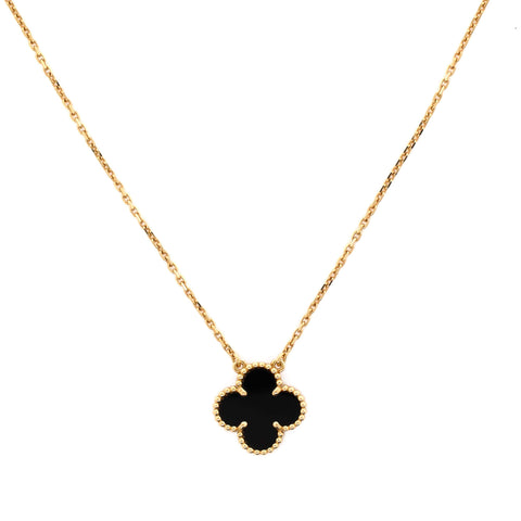 Van Cleef u0026 Arpels Vintage Alhambra Pendant Necklace 18K Yellow Gold and Onyx - Great | Item # 377024/1 / Yellow Gold
