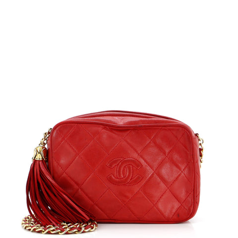Chanel Vintage Diamond CC Camera Bag Quilted Leather Small - None | Item # 298426/5 / red