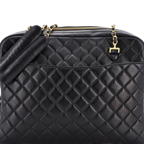 Chanel Vintage Front Pocket Camera Bag Quilted Lambskin Large - Very Good | Item # 381158/1 / black