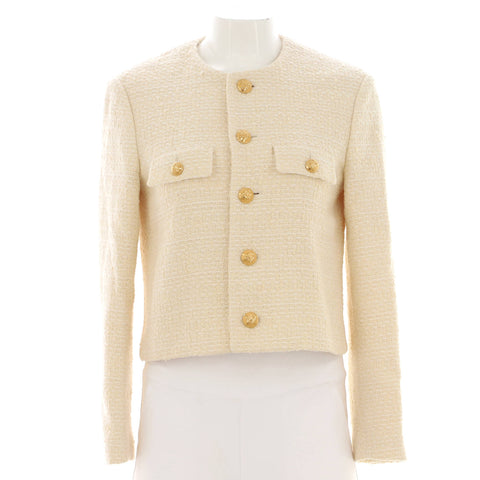 Celine Women's Button Up Collarless Evening Jacket Tweed - Very Good | Item # 367523/1 / neutral