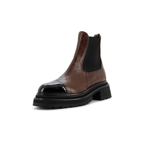 Chanel Women's Cap Toe Chelsea Ankle Boots Quilted Leather with Patent - Great | Item # 316734/2 / black Chanel Women's Cap Toe Chelsea Ankle Boots Quilted Leather with Patent - Great | Item # 316734/2 / black