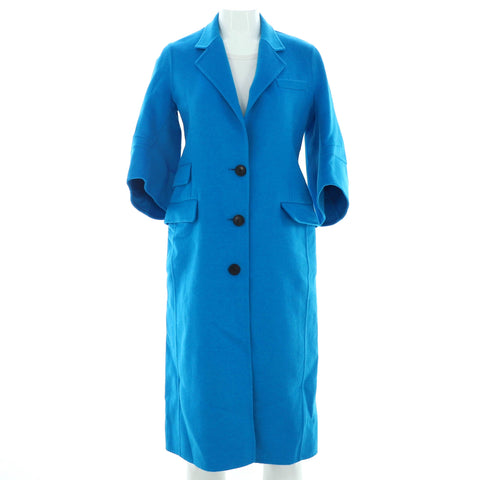 Christian Dior Women's Collar Buttoned Coat Wool Blend - Excellent | Item # 244388/45 / blue