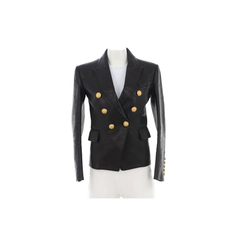 Balmain Women's Double Breasted Blazer Leather - Very Good | Item # 376218/1 / black