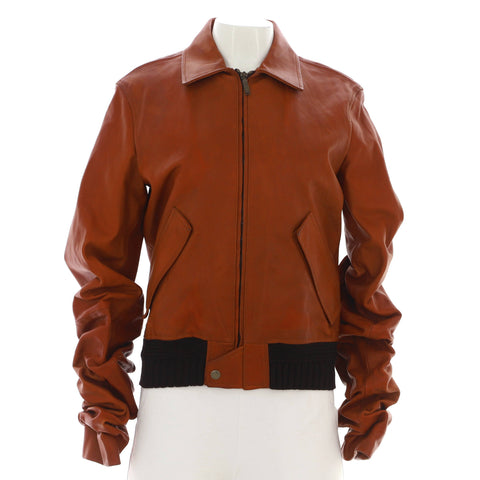 Saint Laurent Women's Extended Sleeve Jacket Leather - Very Good | Item # 373640/1 / brown