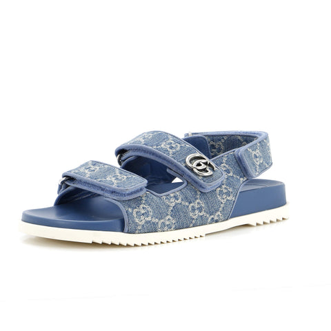 Gucci Women's GG Velcro Flat Sandals GG Denim - Good | Item # 317539/1 / blue