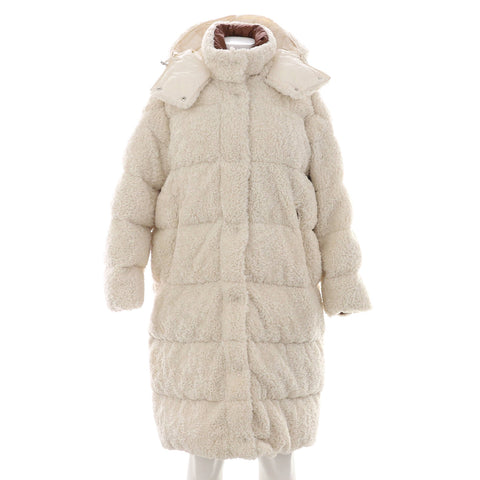 Moncler Women's Hainardia Hooded Puffer Coat Quilted Faux Fur with Down - Excellent | Item # 314454/1 / white