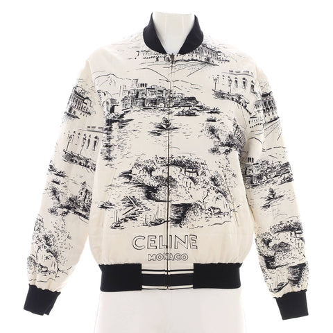 Celine Women's Reversible Bomber Jacket Printed Silk - Very Good | Item # 373716/1 / black