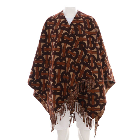 Burberry Women's Reversible Cape TB Monogram Wool Blend - Very Good | Item # 373482/1 / brown