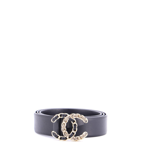 Chanel Woven Chain CC Buckle Belt Leather Thin - Great | Item # 380407/1 / black