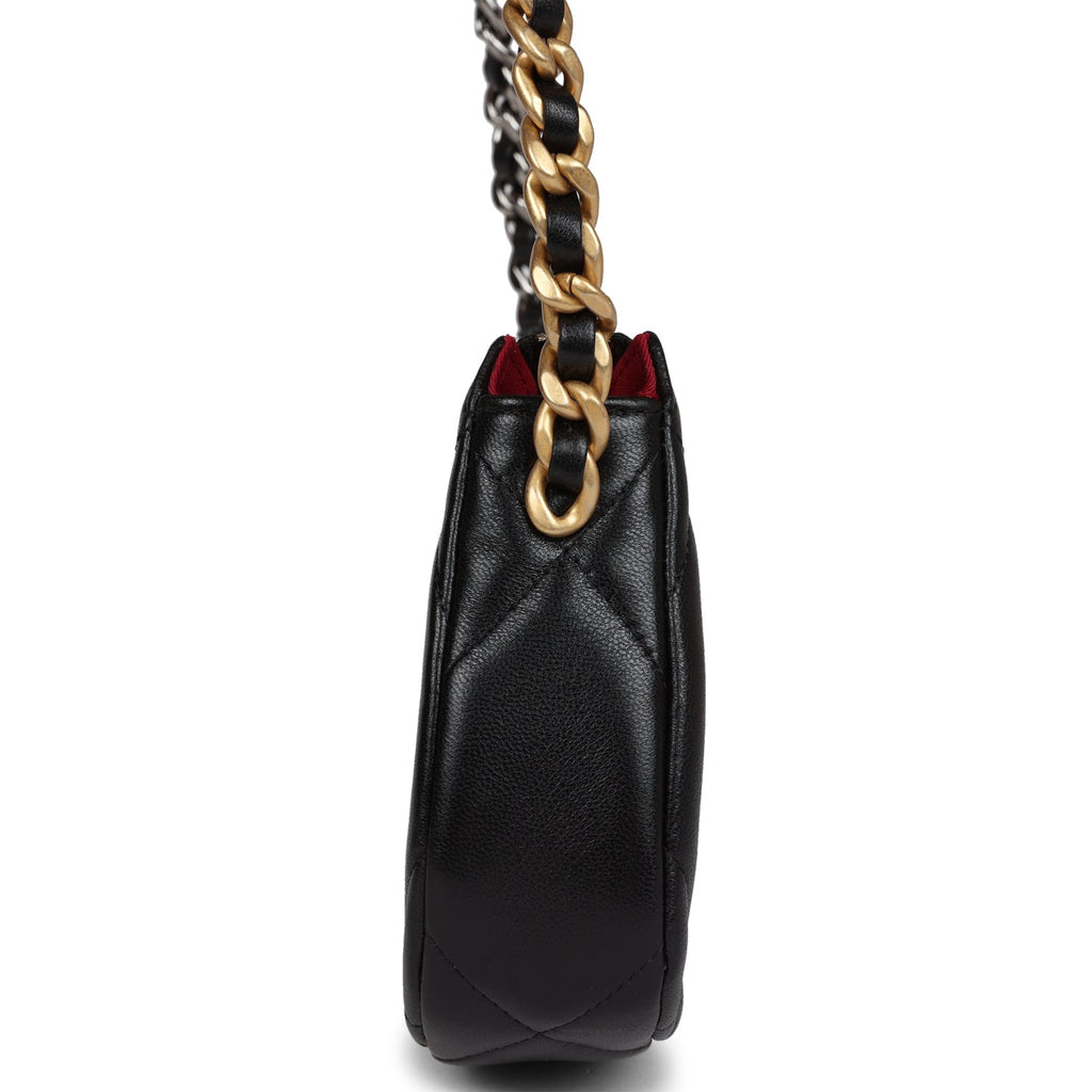 Chanel 19 Hobo Chain Bag Black Calfskin Mixed Metal Hardware