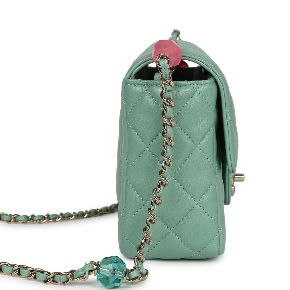 Chanel Candy Heart Mini Flap Bag Turquoise Lambskin Enamel And Light Gold Hardware