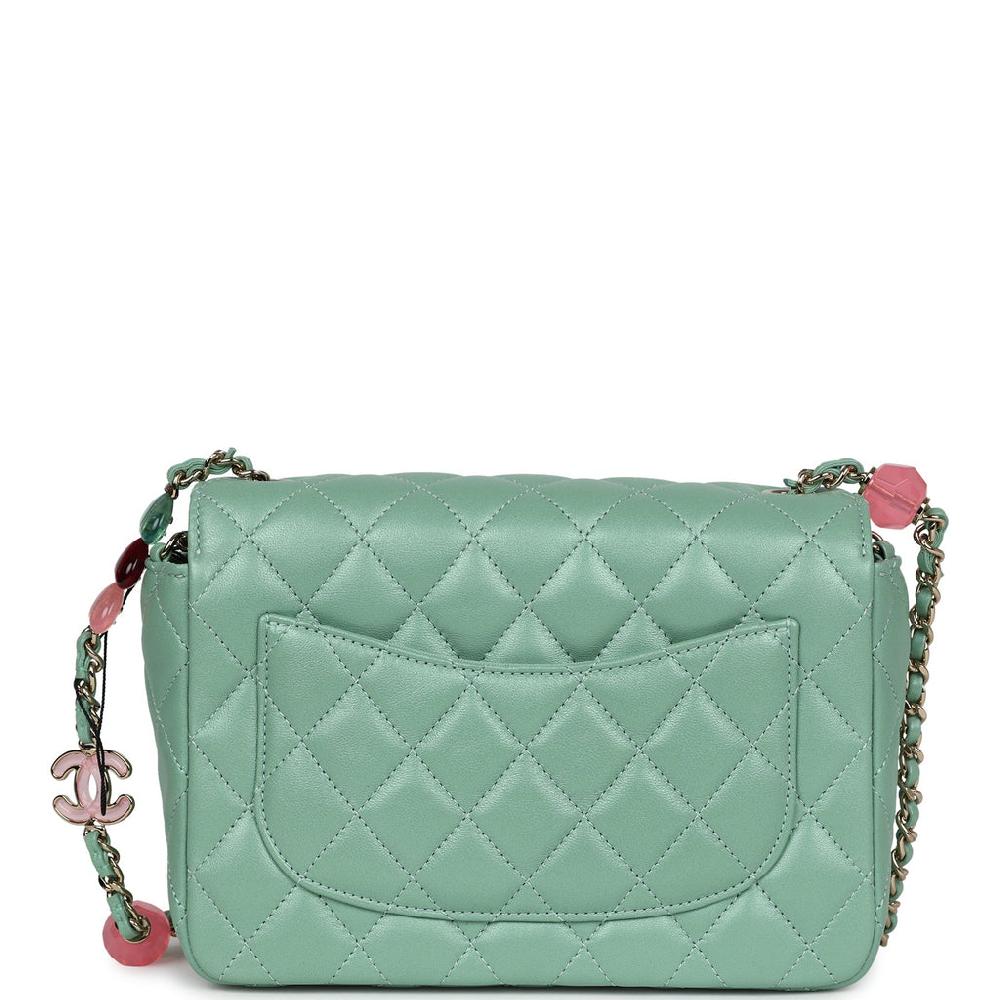 Chanel Candy Heart Mini Flap Bag Turquoise Lambskin Enamel And Light Gold Hardware