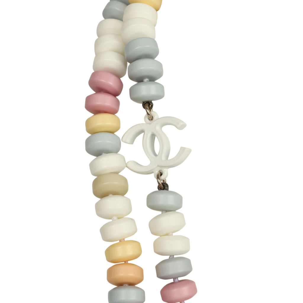 Chanel CC Candy Sweetie Long Necklace Multicolor Resin Light Gold Tone Hardware