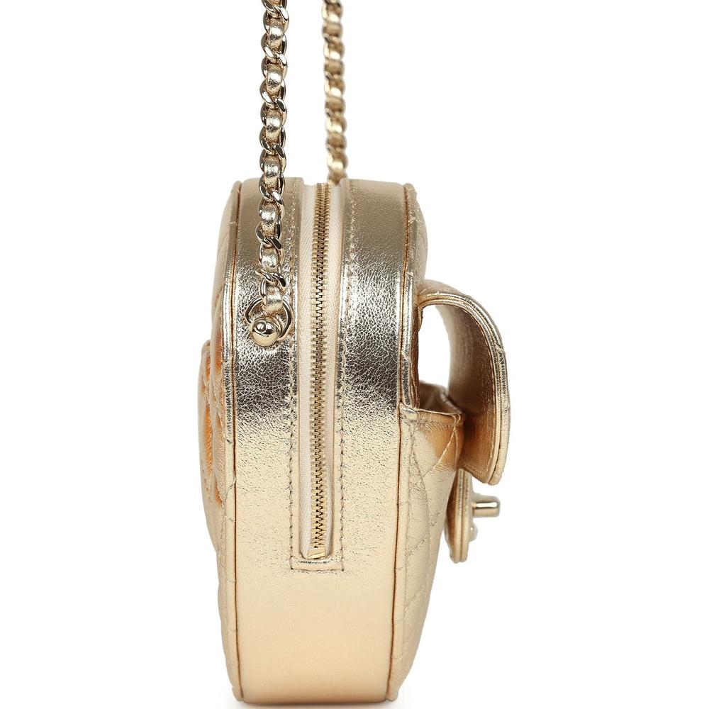 Chanel CC In Love Large Heart Bag With Chain Gold Metallic Lambskin Light Gold Hardware