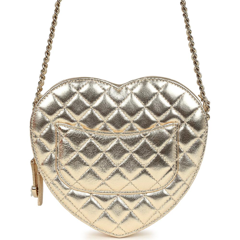 Chanel CC In Love Large Heart Bag With Chain Gold Metallic Lambskin Light Gold Hardware