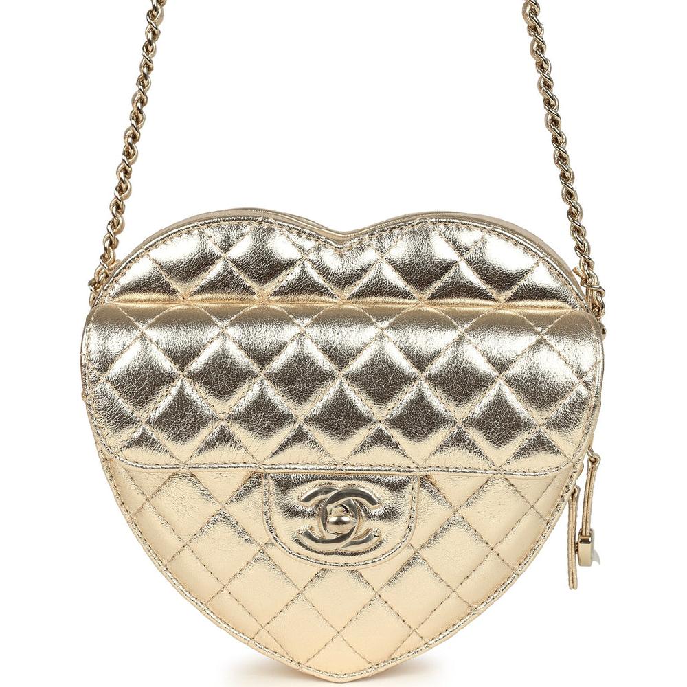 Chanel CC In Love Large Heart Bag with Chain Gold Metallic Lambskin Light Gold Hardware