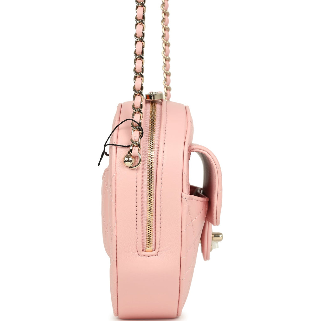 Chanel CC In Love Large Heart Bag With Chain Light Pink Lambskin Light Gold Hardware