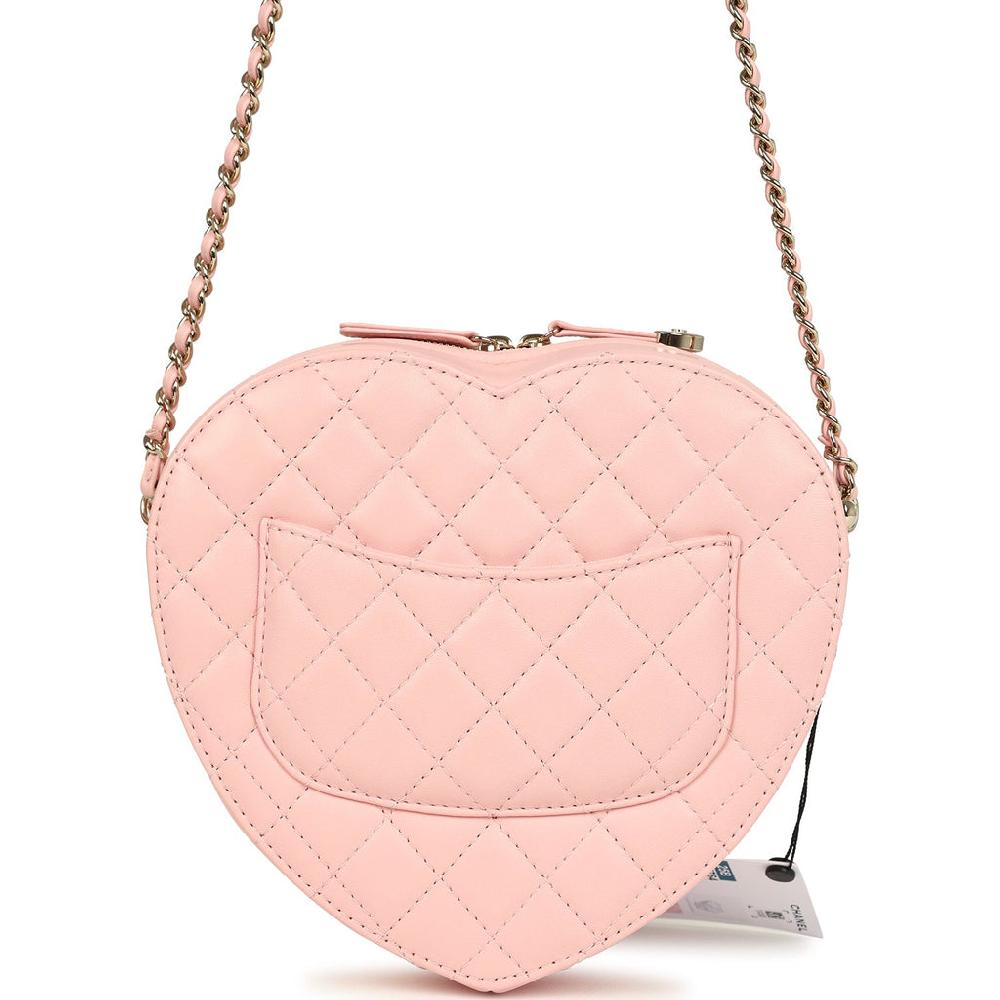Chanel CC In Love Large Heart Bag With Chain Light Pink Lambskin Light Gold Hardware