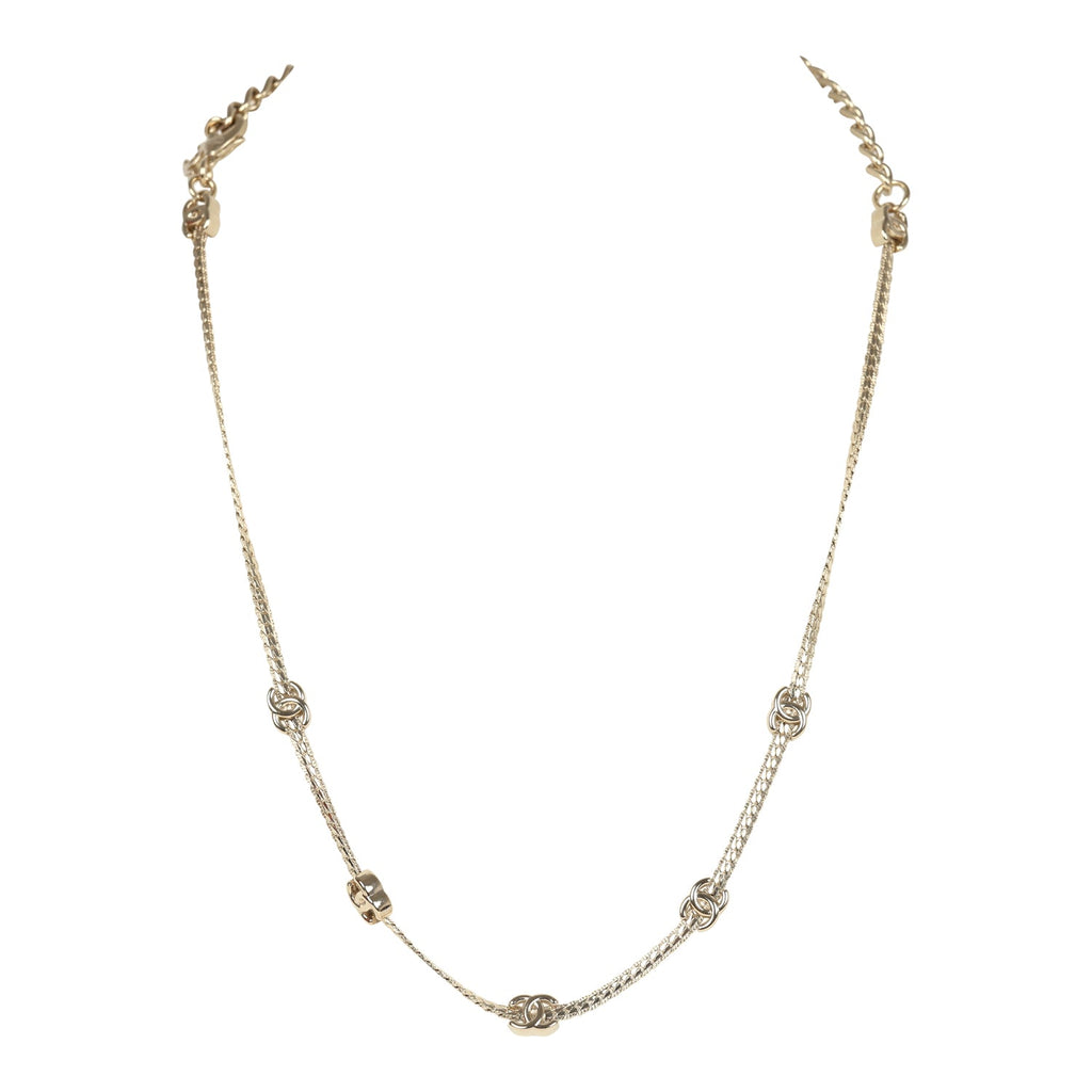 Chanel CC Short Necklace Light Gold Tone Hardware