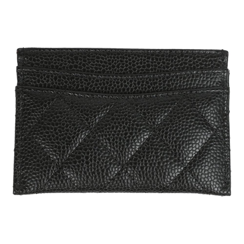 Chanel Classic Card Holder Wallet Black Caviar Silver Hardware