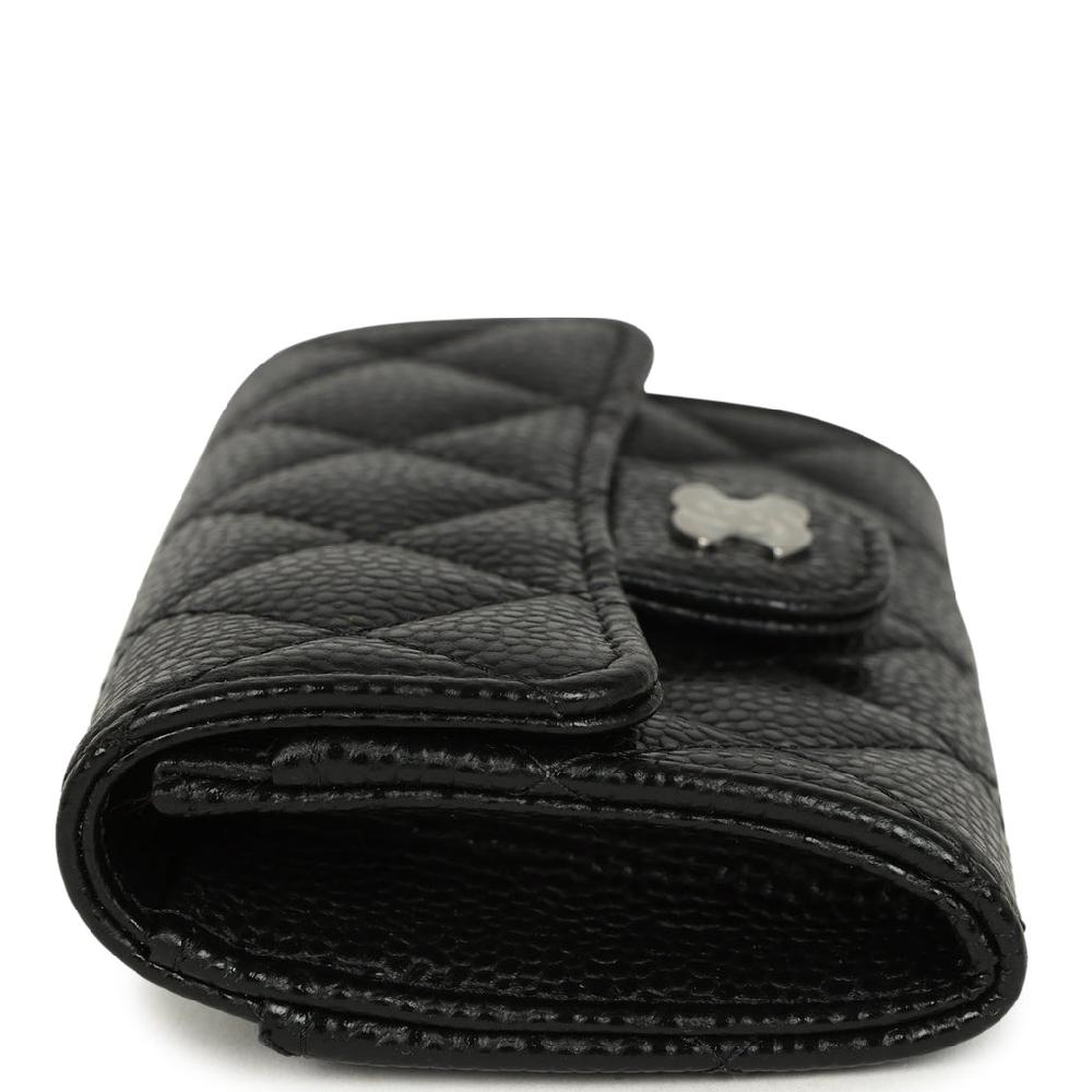 Chanel Classic Card Holder Wallet Black Caviar Silver Hardware