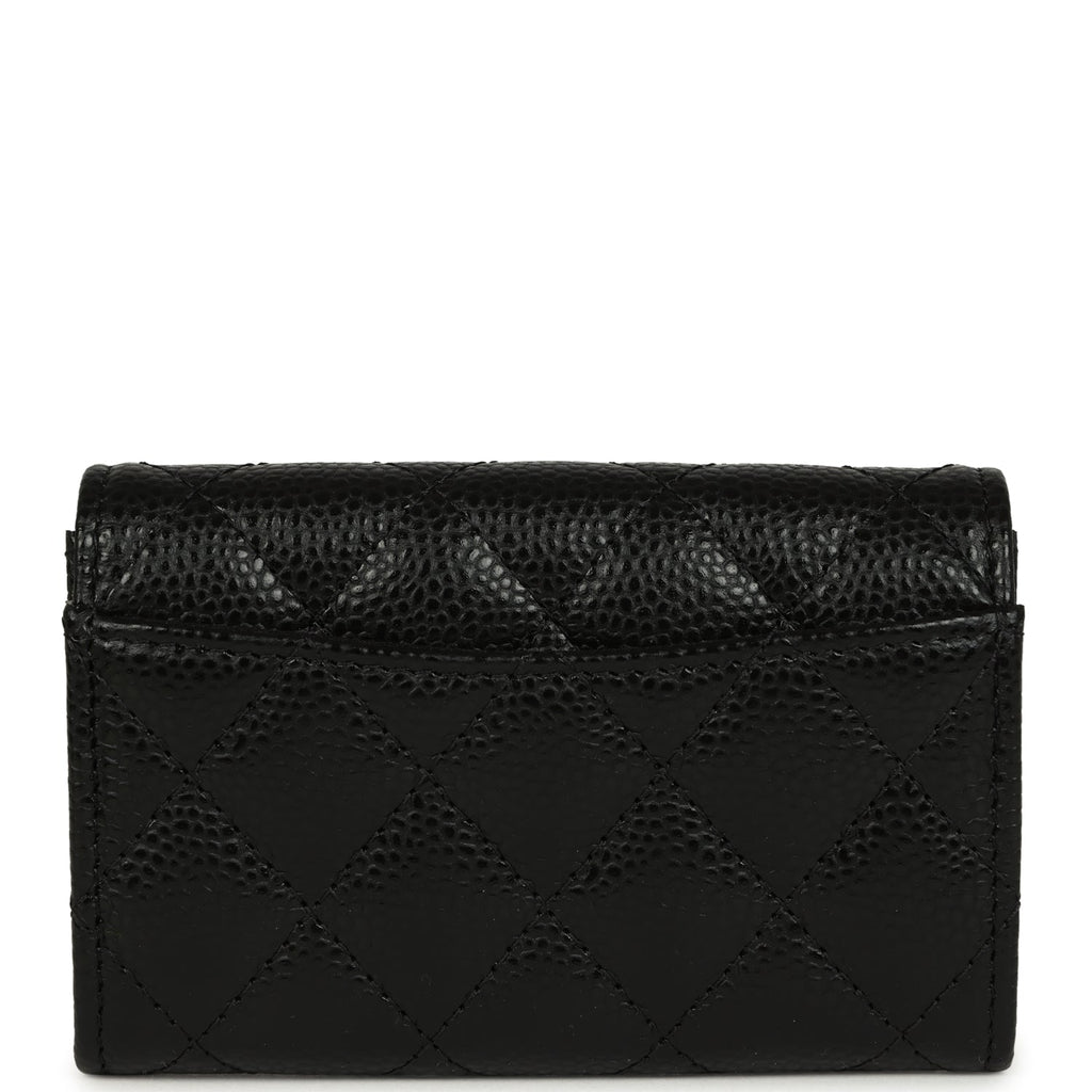 Chanel Classic Card Holder Wallet Black Caviar Silver Hardware