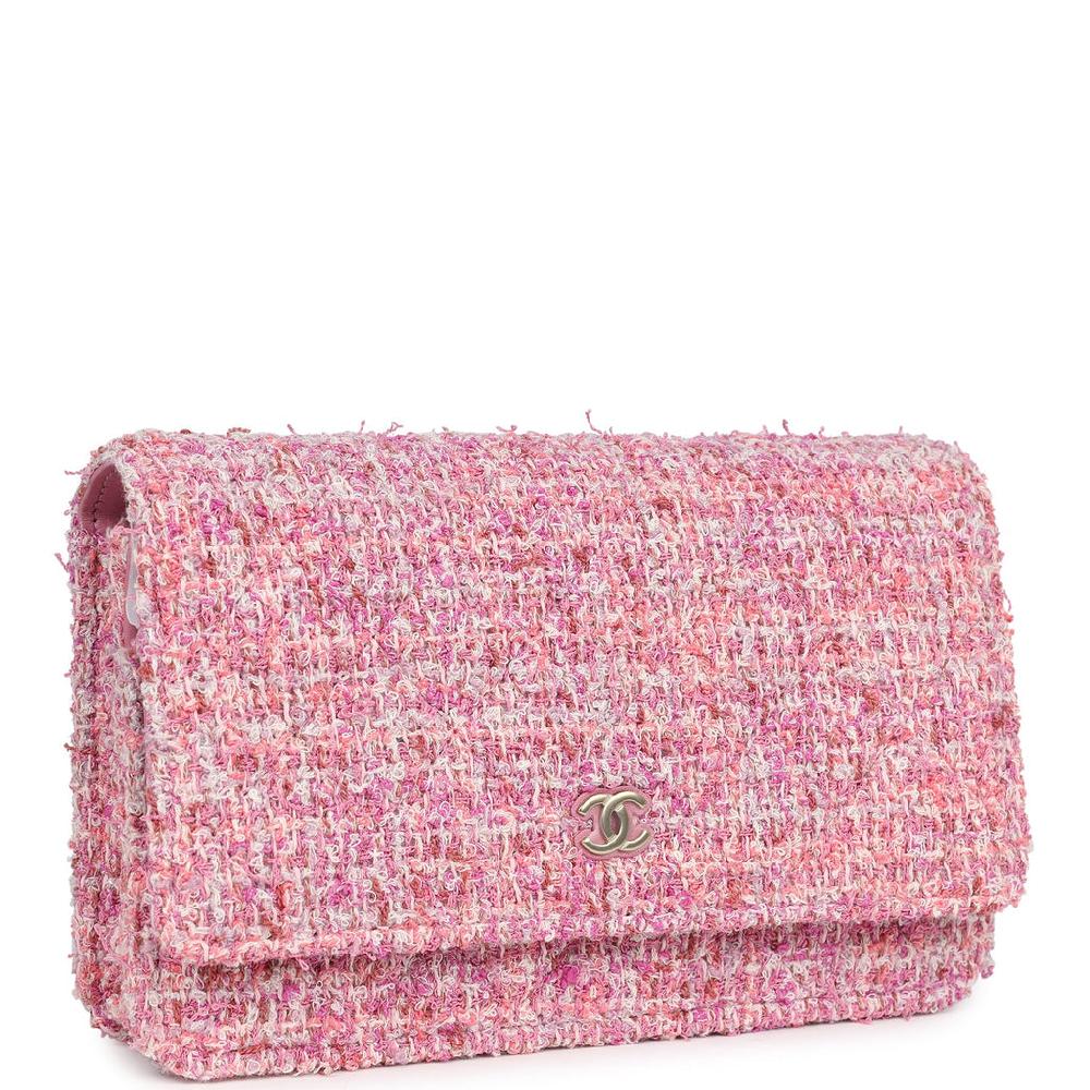 Chanel Classic Wallet On Chain WOC Pink Multicolored Tweed Gold Hardware