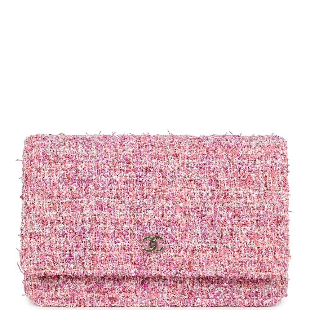 Chanel Classic Wallet On Chain WOC Pink Multicolored Tweed Gold Hardware