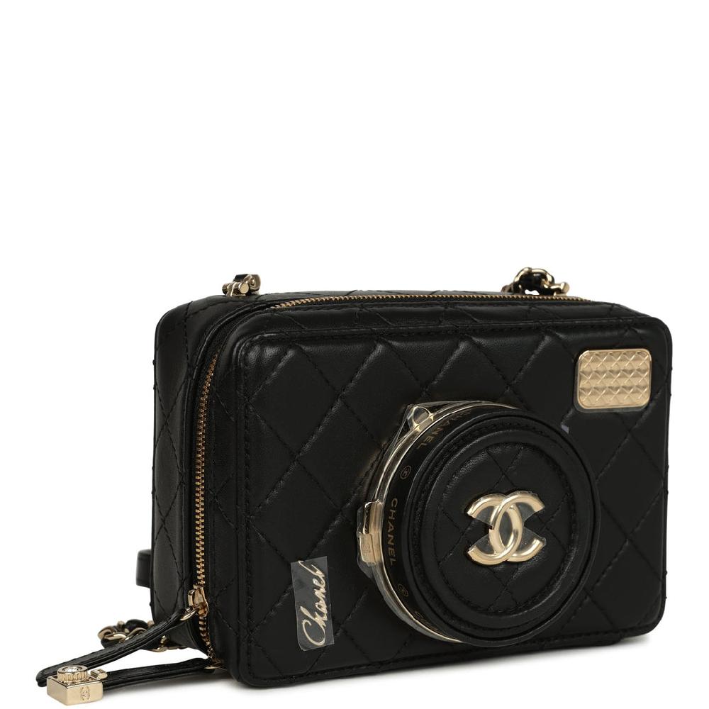 Chanel Coco Click Camera Bag Black Lambskin Light Gold Hardware