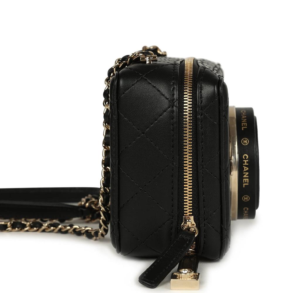 Chanel Coco Click Camera Bag Black Lambskin Light Gold Hardware