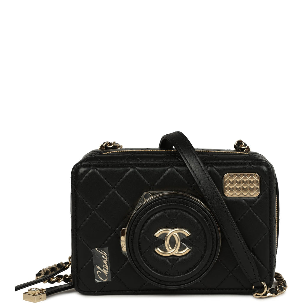Chanel Coco Click Camera Bag Black Lambskin Light Gold Hardware