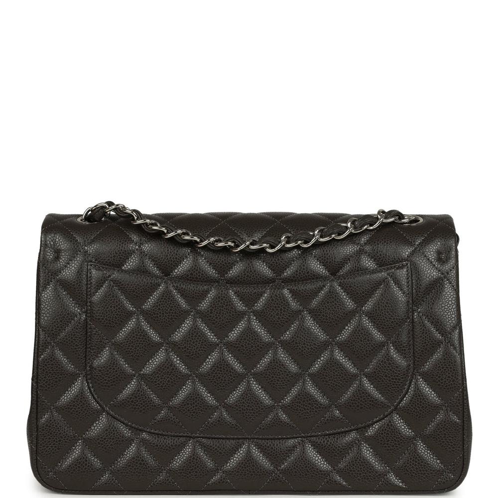 Chanel Jumbo Classic Double Flap Bag Dark Grey Caviar Silver Hardware