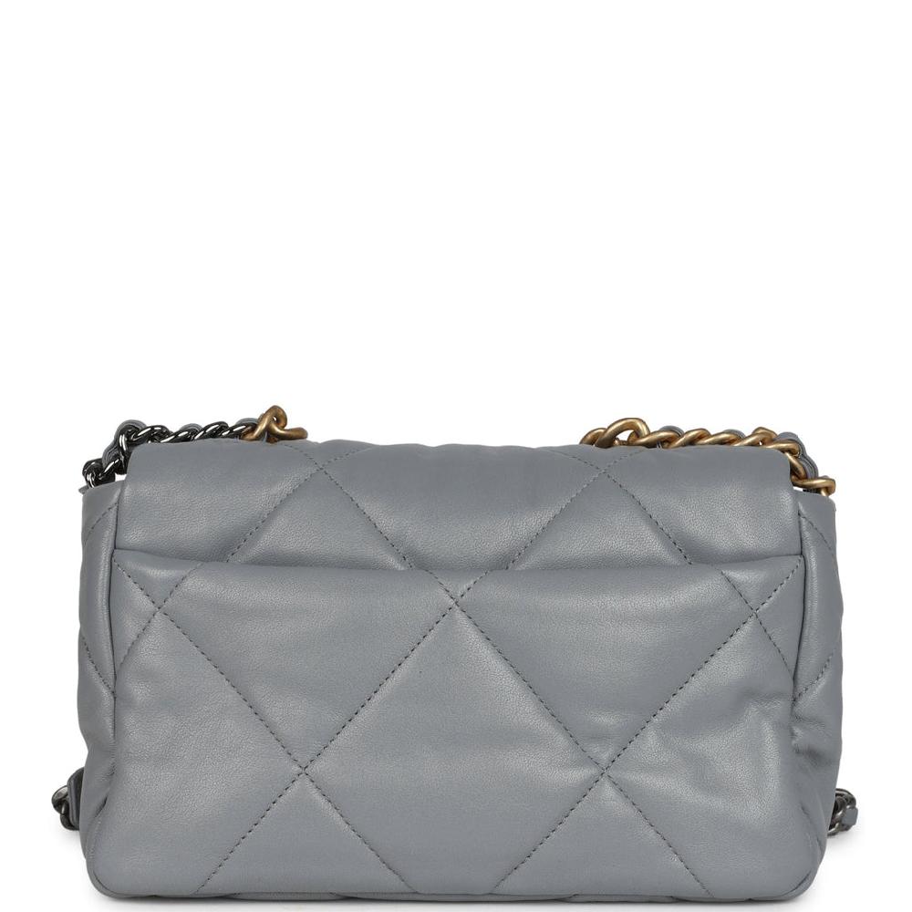 Chanel Medium 19 Flap Bag Grey Lambskin Mixed Metal Hardware
