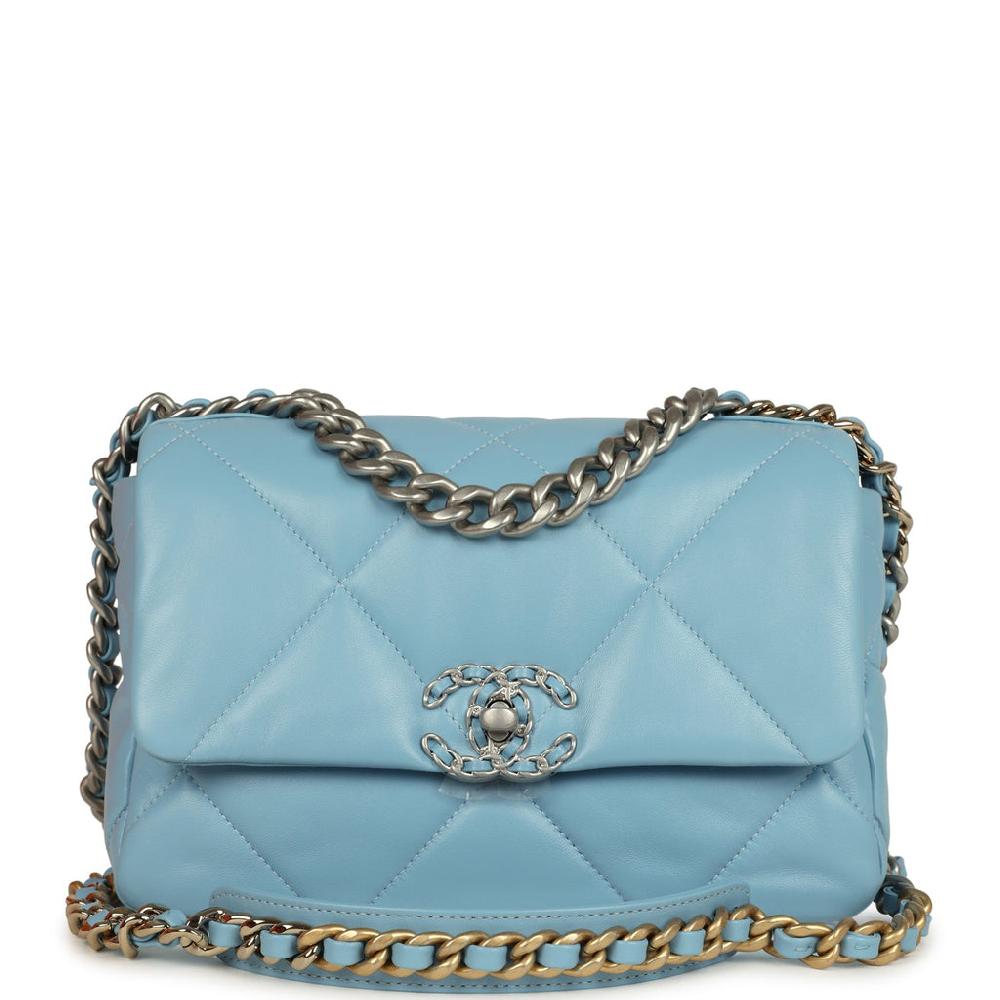 Chanel Medium 19 Flap Light Blue Lambskin Mixed Metal Hardware