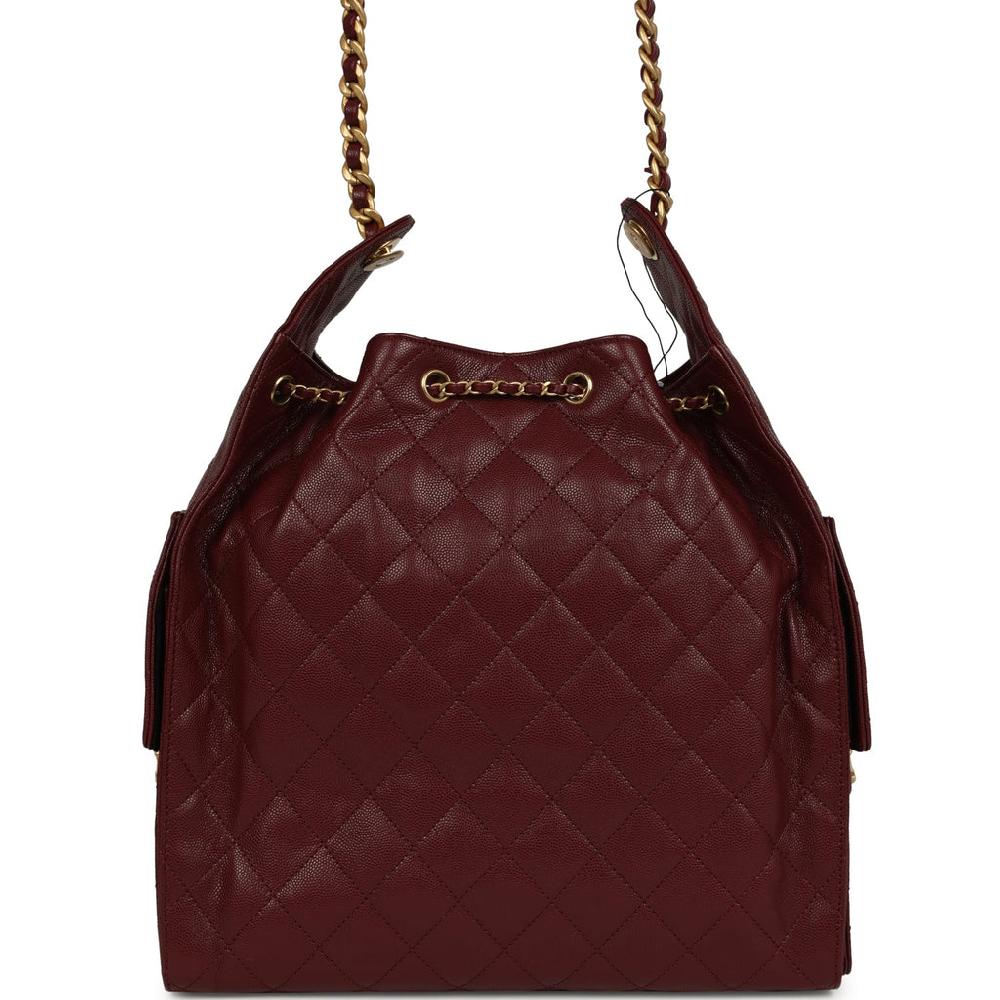 Chanel Medium 25 Hobo Bag Burgundy Caviar Antique Gold Hardware