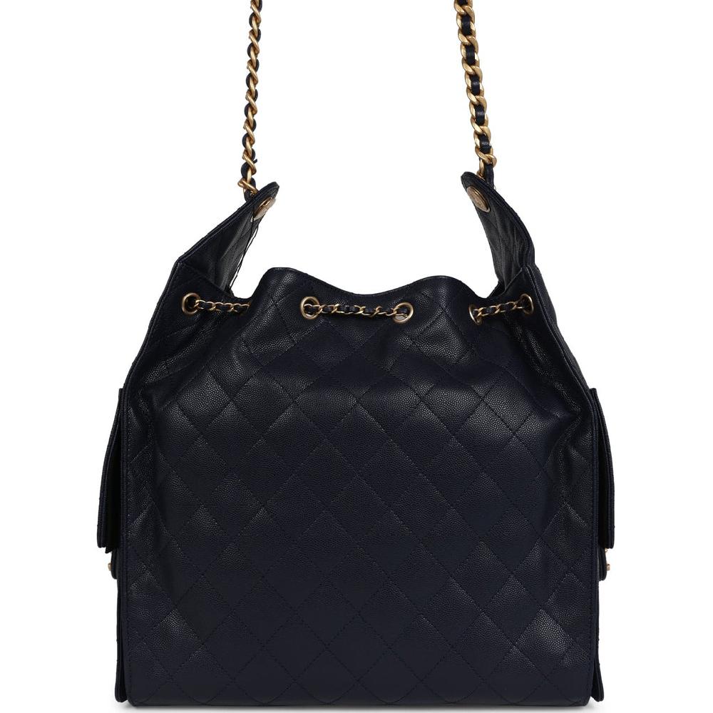 Chanel Medium 25 Hobo Bag Dark Navy Caviar Antique Gold Hardware