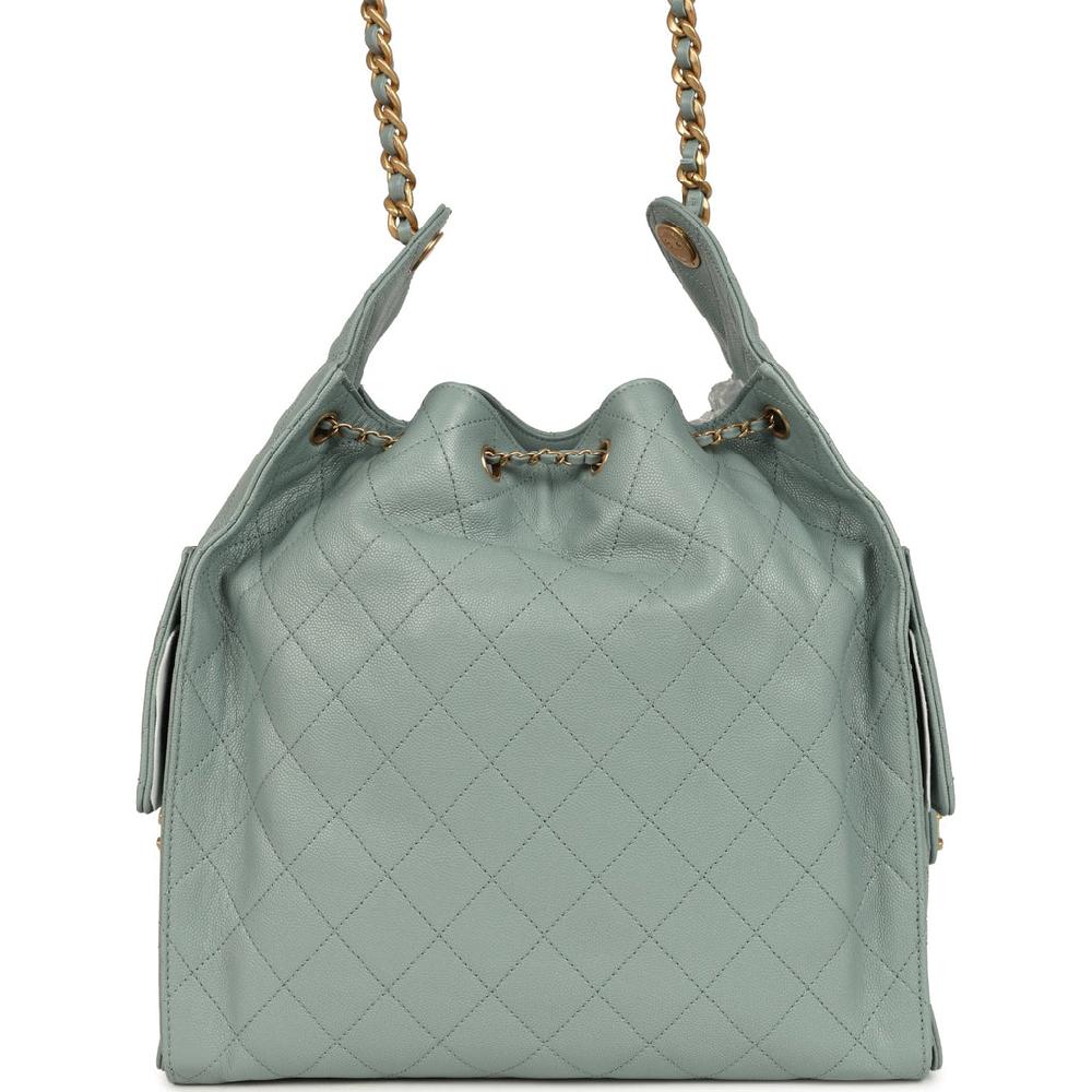 Chanel Medium 25 Hobo Bag Green Caviar Antique Gold Hardware