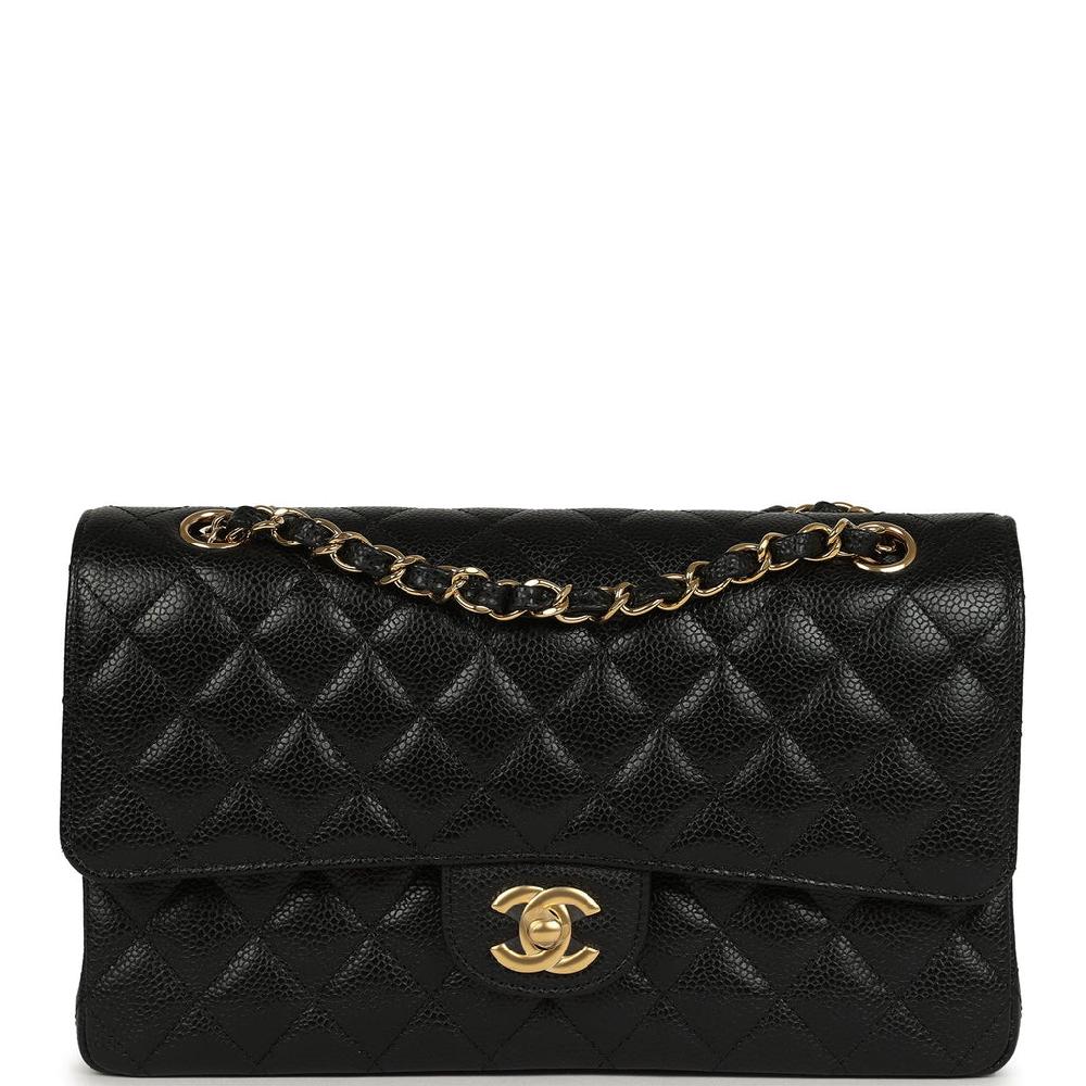 Chanel Medium Classic Double Flap Bag Black Caviar Gold Hardware