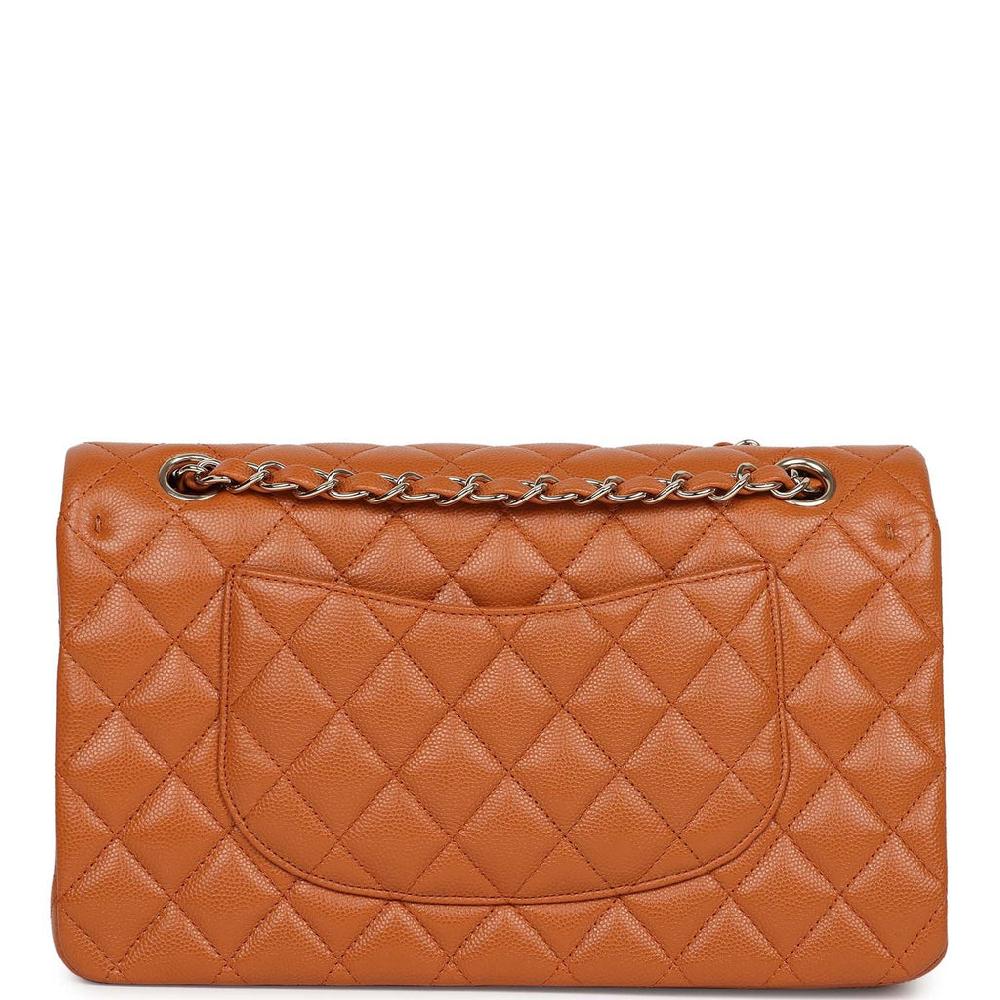 Chanel Medium Classic Double Flap Bag Caramel Shiny Caviar Light Gold Hardware