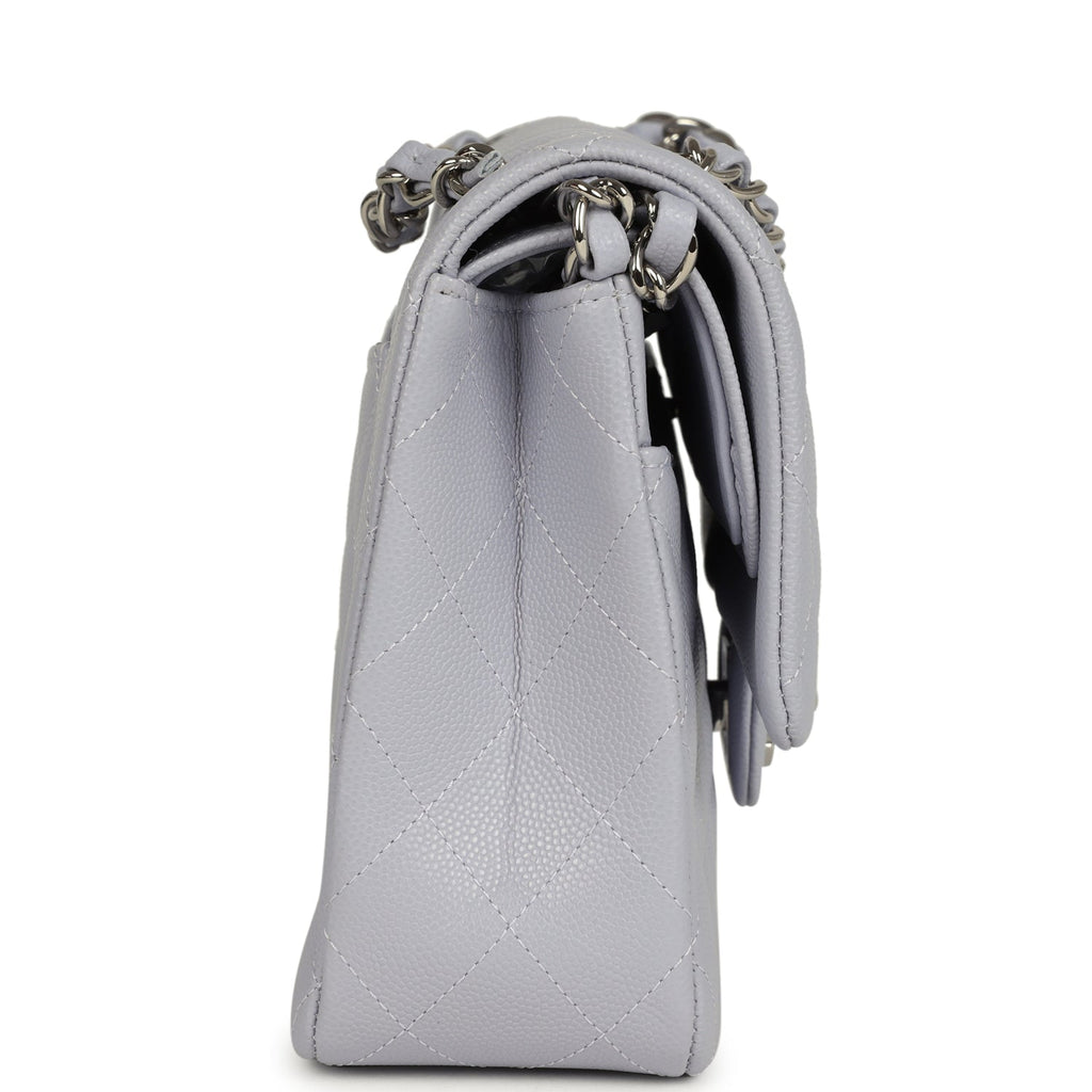 Chanel Medium Classic Double Flap Bag Light Purple Caviar Silver Hardware