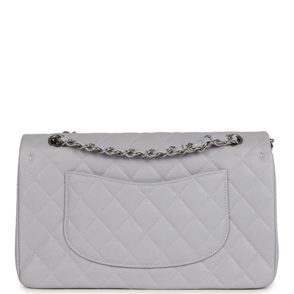 Chanel Medium Classic Double Flap Bag Light Purple Caviar Silver Hardware