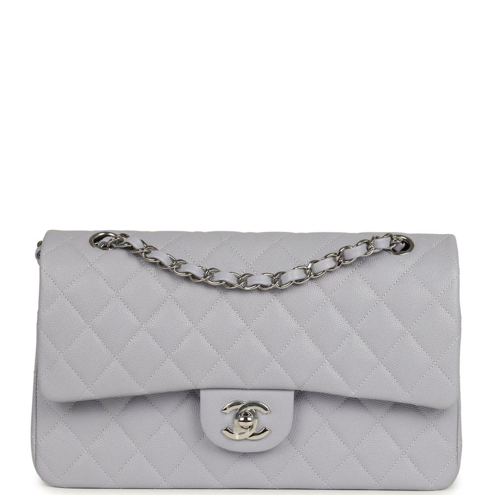Chanel Medium Classic Double Flap Bag Light Purple Caviar Silver Hardware